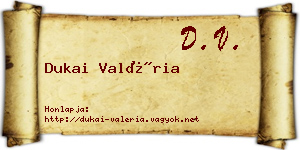 Dukai Valéria névjegykártya